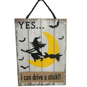Halloween witch wooden funny door sign